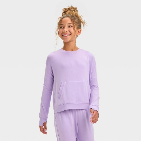 Girls Cozy Soft Crewneck Sweatshirt All In Motion Purple L Target