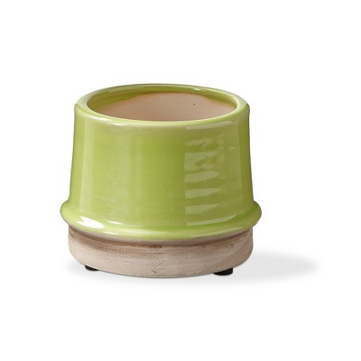 tagltd Radius Planter Small Citron Green Glazed Stoneware, 4L x 4W x 3.7H inches, Fits up to a 3" drop in pot