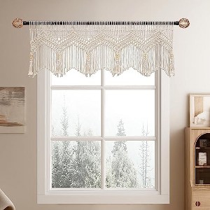Aoibox Handmade Boho Macrame Valance Curtain for Windows, 52"W x 21"L, Cotton, Decorative Window Treatment for Bedroom, Living Room - 1 of 4