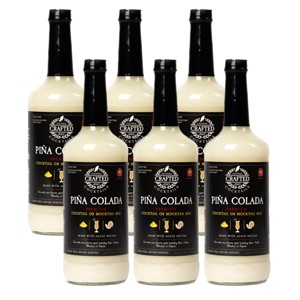 Crafted Cocktails Pina Colada Mix: 6 Pack: 80 Calories Per Serving, Premium Coconut Cream, Pineapple Juice and Organic Agave  8 Cocktails Per Bottle - 1 of 4