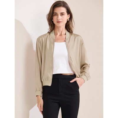 Женские куртки INSPIRE CHIC Women's Zip Up Long Sleeve Outerwear Casual Lightweight Jacket 2 Packs 2 Champagne X-Small — фото 2