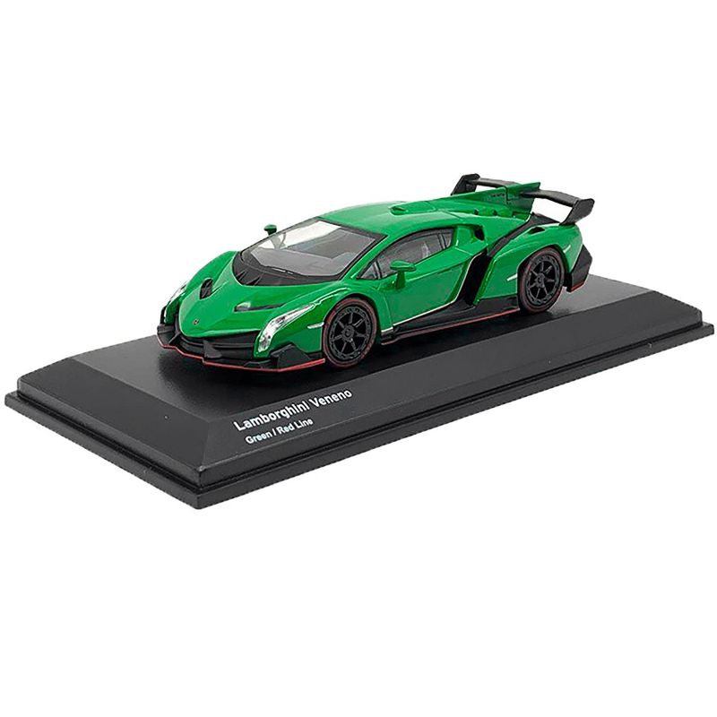 Lamborghini Veneno Green with Red Line 1/64 Diecast Model Car by Kyosho, 2 of 4