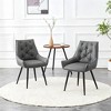 Lyngins Modern Dining Chairs with Tufted Backrest,Upholstered Kitchen Chairs with Curved Armrest Design,PU Chairs for Dining Room,Kitchen - 2 of 4