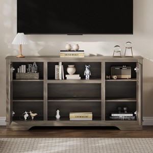 High-Rise Farmhouse-Style TV Stand with LED Lighting Three-Tier Storage Shelving Entertainment Center Suitable for Living Rooms and Bedrooms - 1 of 4