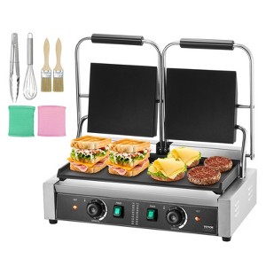 VEVOR Commercial Panini Grill, 3600W Electric Sandwich Panini Maker, Stainless Steel Double Sandwich Press, Panini Grill with Temp Control & 19"x9" - 1 of 4