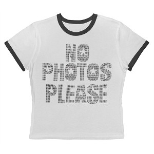 Rerun Island Women's No Photos Please Short Sleeve Graphic Cotton Retro Vintage Ranger Baby Tee - White Caviar 2X - 1 of 4