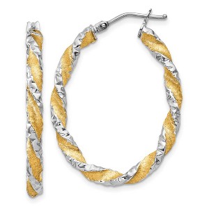 Black Bow Jewelry 3mm, Polished and Satin Twisted Hoops in 14k Yellow Gold, 30mm - 1 of 4