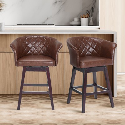 360 Degree Swivel Bar Stools, Counter Height Barstools, Modern Upholstered Bar Stools 2 pack