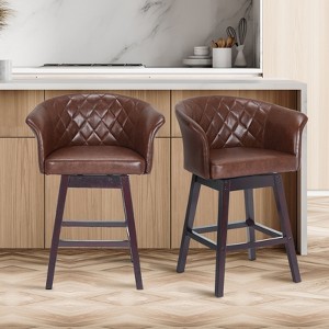 360 Degree Swivel Bar Stools, Counter Height Barstools, Modern Upholstered Bar Stools 2 pack - 1 of 4