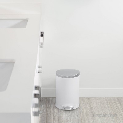 White Stainless Steel Semi-Round 6L Step Trash Can
