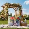 Dogs in Bloom Pillow Square 18 Inch – Boston Terrier Accent by Manual Woodworkers and Weavers - 3 of 3