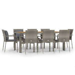 vidaXL Garden Dining Set Grey PE rattan 9 Piece Set Modular - 1 of 4