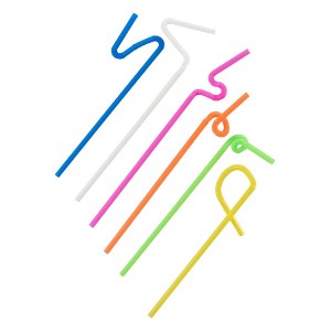 True Ultra Bendy Straws, Long Flexible Party Straws for Cocktails, Smoothies, Iced Coffee, Disposable Party Supplies, Assorted Colors, Set of 50 - 1 of 4