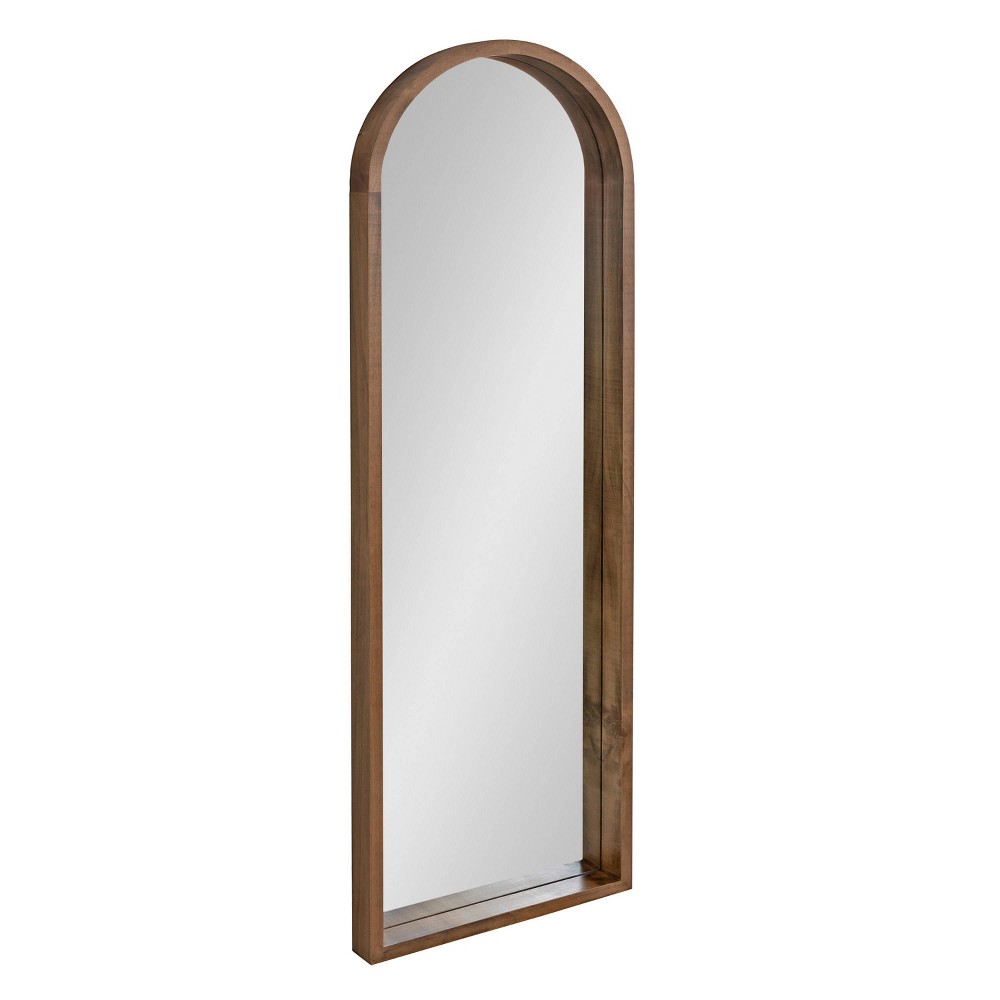 Photos - Wall Mirror 16" x 48" Hutton Wood Framed Arch Decorative  Rustic Brown - Ka