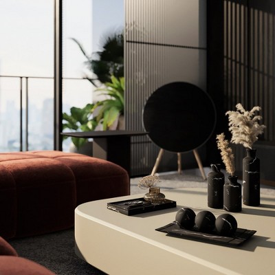 Matte Black Marble Look Decorative Vase Set