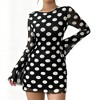 Women's Polka Dot Chiffon Mini Dress with Bell Sleeves & Backless Design - Flowy A-Line Party Dress - 2 of 4