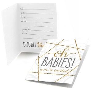 Big Dot of Happiness It's Twins - Fill In Gold Twins Baby Shower Invitations (8 count) - 1 of 4