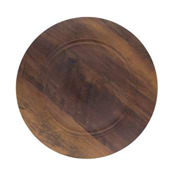 Saro Lifestyle Faux Wood Finish Charger Plate (Set of 4), 13", Brown
