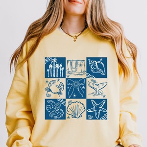 Simply Sage Market Nautical Chart Blue Lightweight Garment Dyed Sweatshirt - 1 of 4