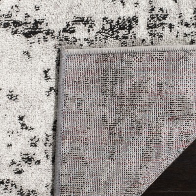 Charcoal & Ivory Medallion Synthetic 6'7" Square Area Rug