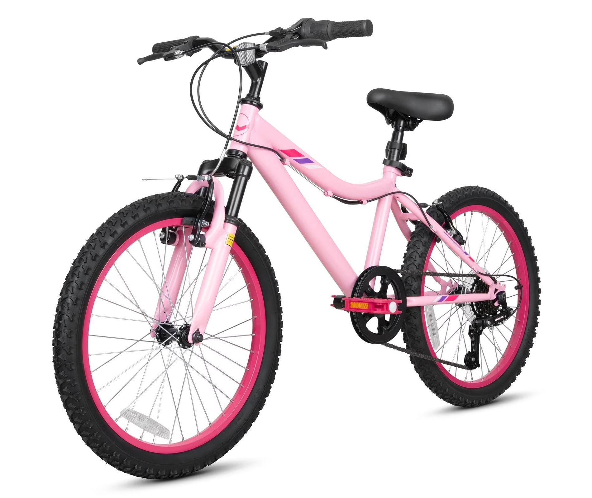Hykolity 20'' Kid Mountain Bike, Kid Bike for Girls Age 6-14 Year Old, 6 Speed Kid Bicycle with Front Suspension Fork, Adjustable Seat Height, Pink