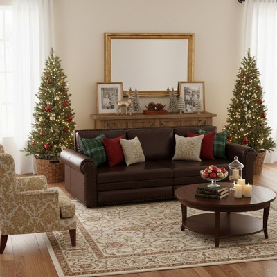 Homy Casa 3-in-1 Convertible Leather Sofa Bed with Nailhead Trim, Transforms to Chaise or King-Size Bed