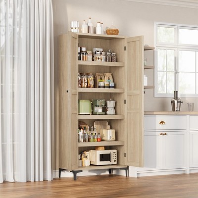 Tall Storage Cabinet,2 Doors,Kitchen Pantry 5 Tier Bathroom Cabinet with Adjustable Shelves