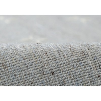 Handmade Light Blue Wool and Viscose Striped 9' x 12' Rug