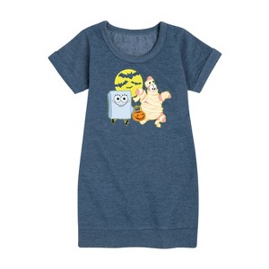 Girls' - SpongeBob SquarePants - Patrick Trick Or Treating Graphic Short Sleeve Fleece Dress - 1 of 4