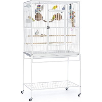 Chalk White 59.25'' Steel Flight Bird Cage with Stand