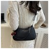 Generic Shoulder Bag for Women Small Purse Trendy Clutch Hobo Bag Vegan Leather Mini Handbag with Zipper Closure, Black - 2 of 4