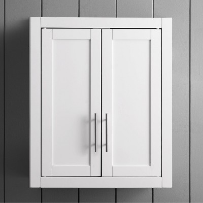 Savannah 31" White MDF Wall-Mounted Bathroom Cabinet with Chrome Hardware