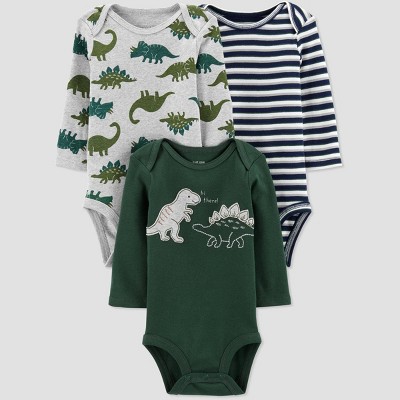 Carter's Just One You® Baby Boys' 3pk Long Sleeve Dino Bodysuits - Green 3M
