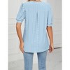 Women's Summer T-Shirt Casual V-Neck Hollow Out Puff Short Sleeve Top - 3 of 4