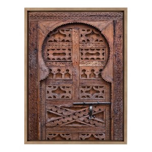 18" x 24" Sylvie Morocco Marrakech Door II by Golie Framed Wall Canvas Gold - Kate & Laurel: Vertical Digital Art, Sawtooth Back - 1 of 4