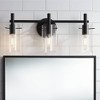 Possini Euro Design Erika Modern Wall Light Black Hardwire 22" 3-Light Fixture Clear Glass Shade for Bathroom Mirror Vanity Home - 2 of 4