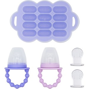 WeeSprout Silicone Baby Food Feeders + Freezer Tray for Batch Prep, Double as Teething Toys, 2-Pack - 1 of 4