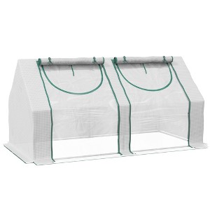 Outsunny 6' x 3' x 3' Portable Greenhouse, Garden Hot House with Two PE/PVC Covers, Steel Frame and 2 Roll Up Windows - 1 of 4