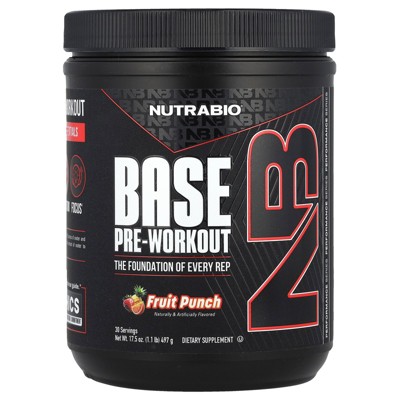 NutraBio Base Pre-Workout, Fruit Punch, 1.1 lb (497 g)