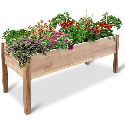 Vegtrug 31"x23" Rectangular Wooden Herb Garden Bed With Square Dividers ...