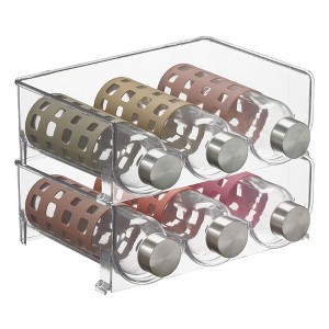 mDesign Plastic Free-Standing Stackable 3 Bottle Storage Rack, 8 Pack, Clear - 1 of 4