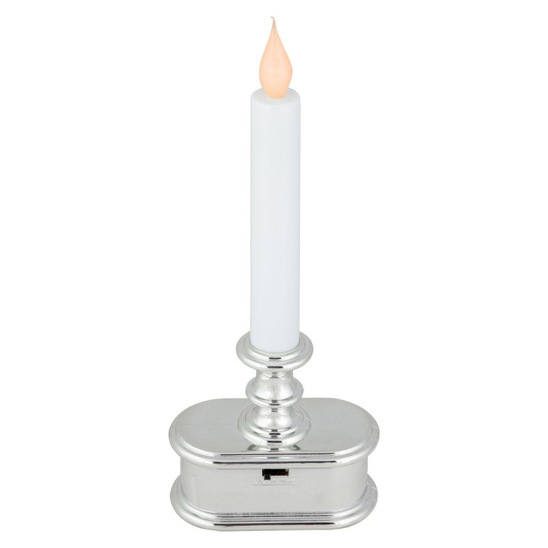 Northlight 9.25" Pre-Lit LED White and Silver Lighted Christmas Candle Lamp, 3 of 7