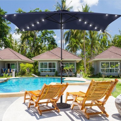 Sonkuki 10x6.5 ft LED Rectangular Patio Market Umbrella w/Tilt Adjustment