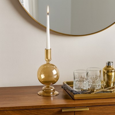 Modern Candle Holder with Round Bubble Sculptural Base - Decorative Candle Holder for Dining Table, Shelf Decor, or Entryway Accent