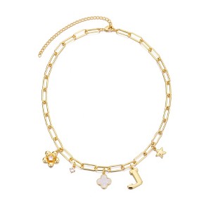 Adornia 14k Yellow Gold Plated Initial Chunky Charm Necklace - 1 of 1