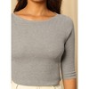 Hobemty Women's Solid Half Sleeve Boat Neck Slim Fit Ribbed Knit Top - 4 of 4