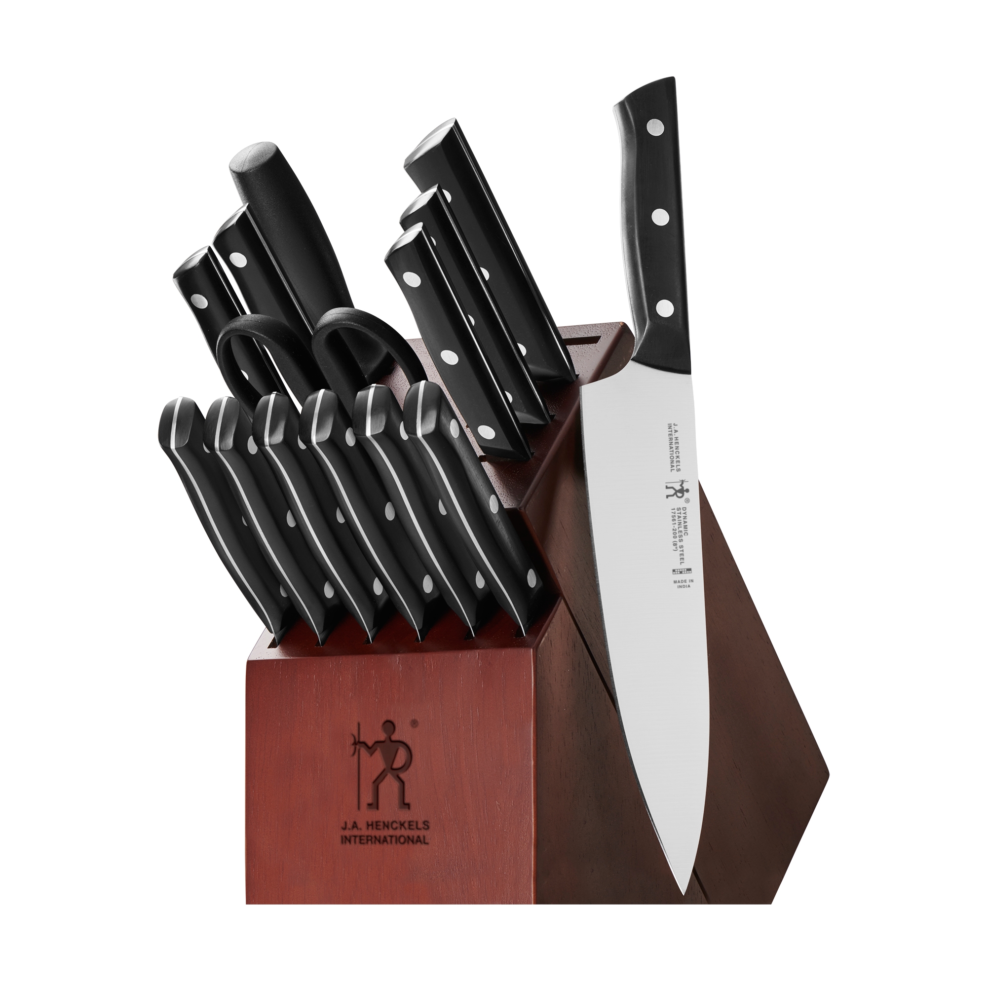 HENCKELS Dynamic Razor-Sharp 15-pc Knife Set, German Engineered Informed by 100+ Years of Mastery, Chefs Knife, Dark Brown