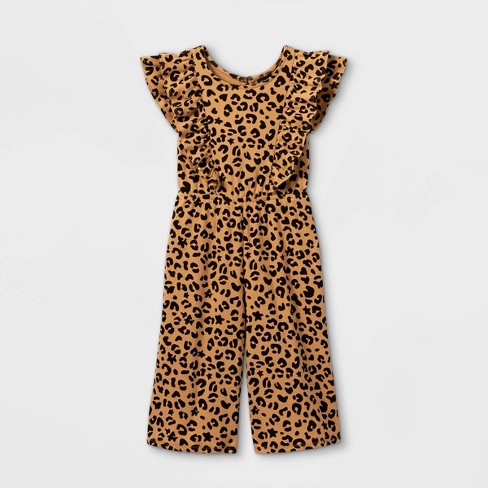 Toddler Girls' Ruffle Short Sleeve Romper - Art Class™ Brown 3t : Target
