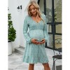 Clearlove Women's Short Sleeve Ruffle Dress V Neck Summer Casual Smocked Flowy Midi Dress for Baby Shower - 4 of 4