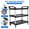 Utility Service Cart with Brake Wheel, 3 Shelf 360LBS Heavy Duty Rolling Service Cart with 360° Swivel Wheels, Restaurant Food Cart with Hammer - 4 of 4